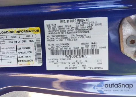 2016 Ford Mustang Gt z USA, uszkodzony, nr VIN 1FA6P8CF0G5208970